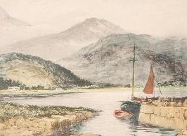 Landing Place, Brodick, Isle Of Arran Oil Painting by Claude Hamilton Rowbotham