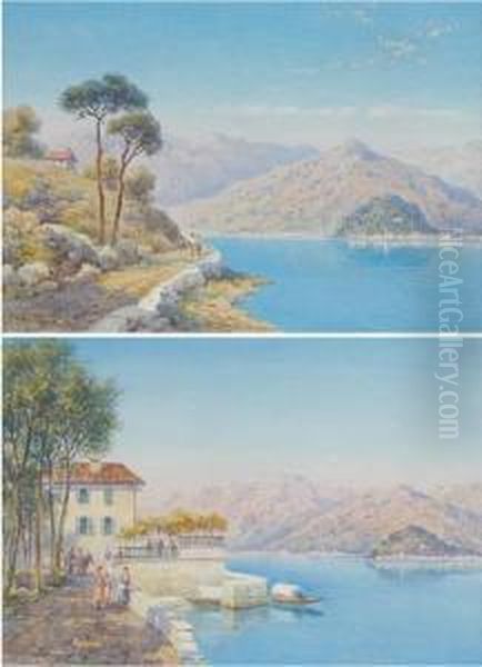 Vue Du Lacde Come Oil Painting by Claude Hamilton Rowbotham