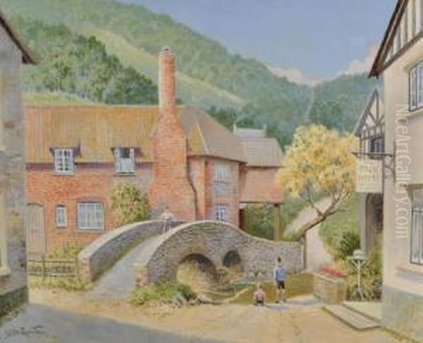 The Pack Horse Bridge Oil Painting by Thomas Charles Leeson Rowbotham