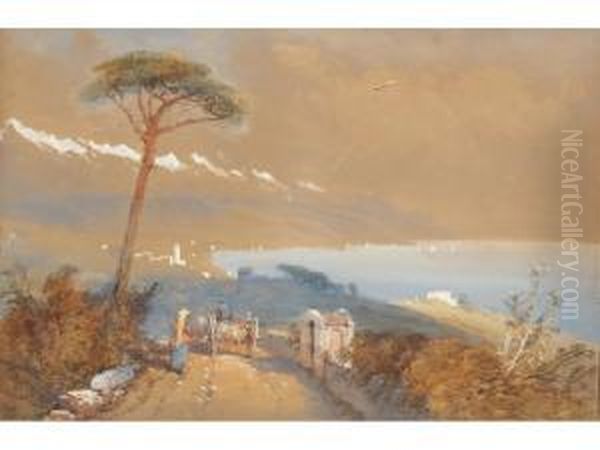 A View Of The Neapolitan Coast Oil Painting by Thomas Leeson Rowbotham