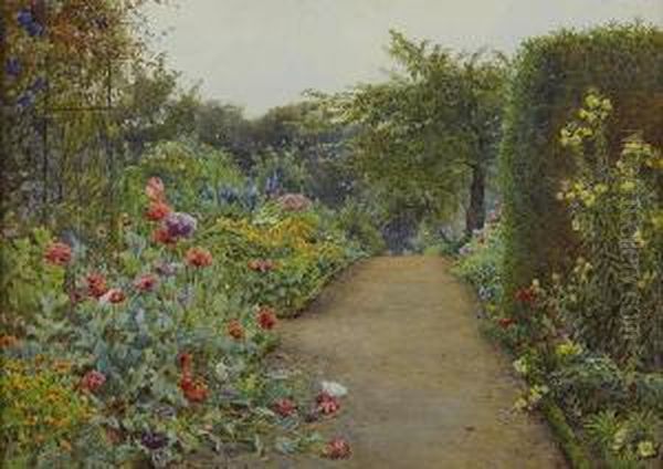 The Garden At Blair With Oriental Poppies Oil Painting by Ernest Arthur Rowe