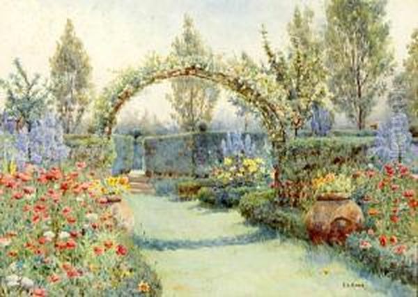 The Arist's Garden Oil Painting by Ernest Arthur Rowe