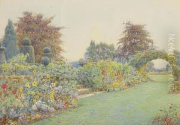 Under The Terrace, Brome Hall Oil Painting by Ernest Arthur Rowe