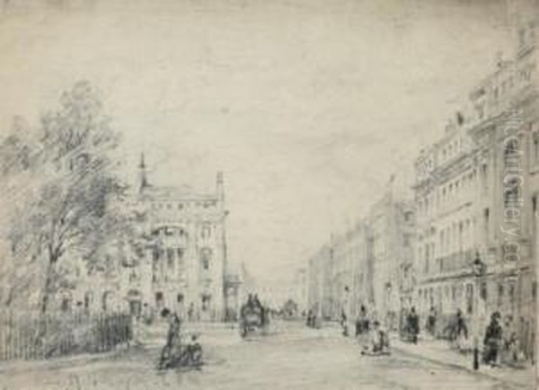 Fitzroy Square, London Oil Painting by George James Rowe