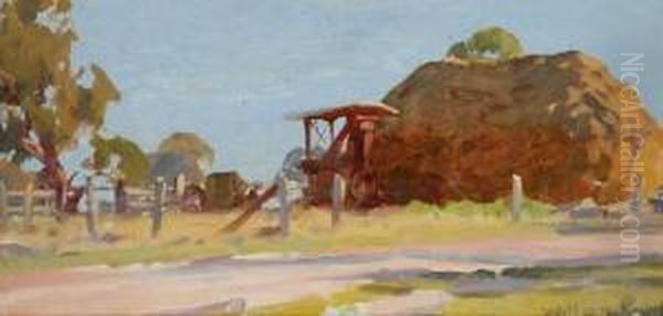 Rowell Haystacks Oil Painting by Will Rowell