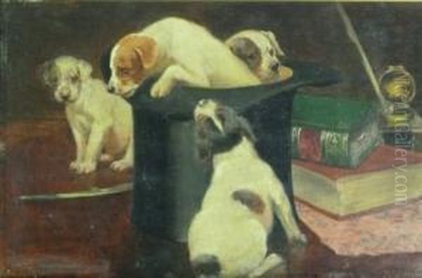 Puppies Oil Painting by George Derville Rowlandson