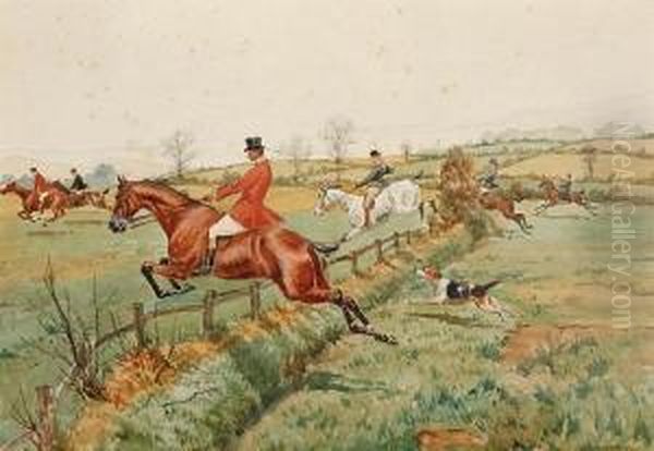 Hunting Scene Oil Painting by George Derville Rowlandson