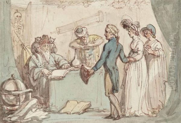 Cadwaller Assumes The Character Of A Fortune Teller Oil Painting by Thomas Rowlandson