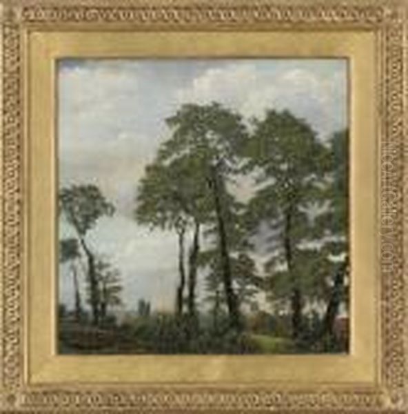 A View Near Highgate Oil Painting by E. Rowley