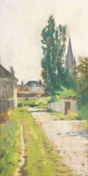 Rue De Village Oil Painting by Louis Roy