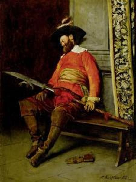 Sleeping Watchman Oil Painting by Ferdinand Victor Leon Roybet