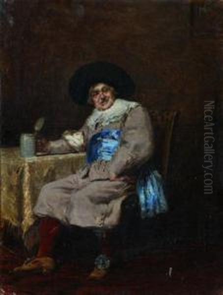 Le Buveur De Biere Oil Painting by Ferdinand Victor Leon Roybet