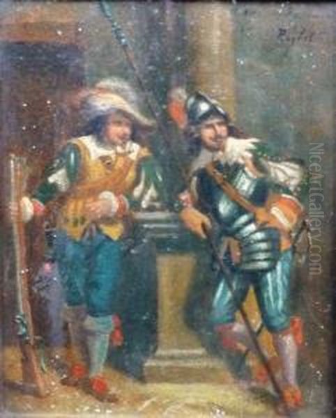 Deux Mousquetaires Oil Painting by Ferdinand Victor Leon Roybet