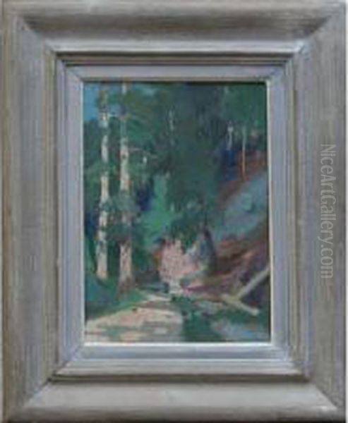 Sous-bois De Sapins Oil Painting by Andre Roz