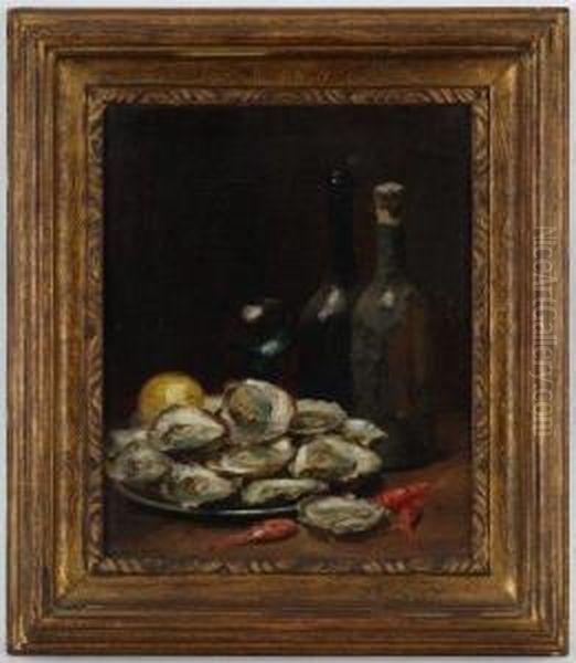 Nature Morte Aux Huitres Oil Painting by Dominique Rozier