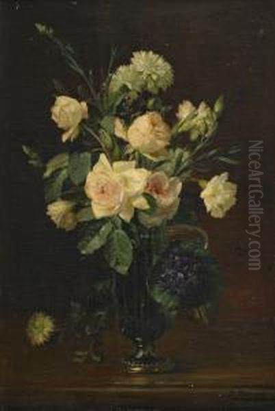 Blomsterstilleben Oil Painting by Dominique Rozier