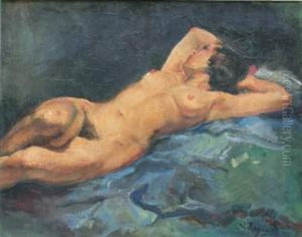 Nu Couche (1941) Oil Painting by Vladimir Rozmainsky