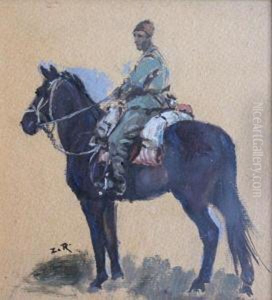 Jezdziec Na Koniu Oil Painting by Zygmunt Rozwadowski