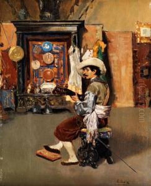 Der Gitarrenspieler Oil Painting by Franz Leo Ruben