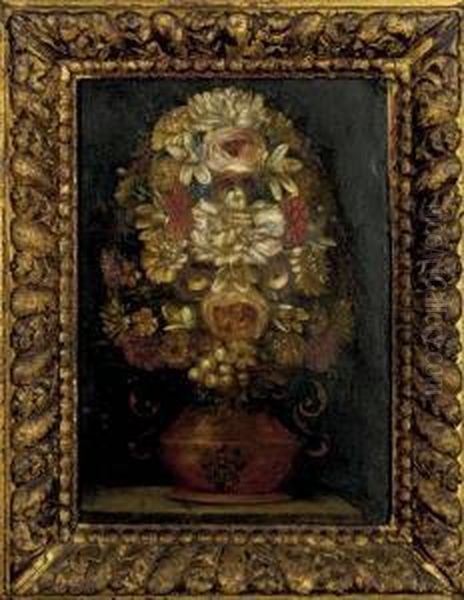 Bouquet De Fleurs Sur Un Entablement Oil Painting by Arnold Frans Rubens