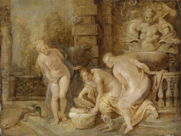 The Discovery Of The Young Erichthonius By The Daughters Of Cecrops Oil Painting by Peter Paul Rubens