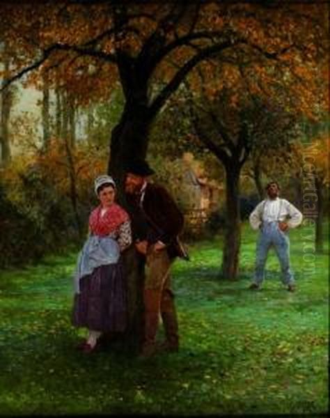 Couple Dans Un Sous-bois Oil Painting by Edmond A. Rudaux