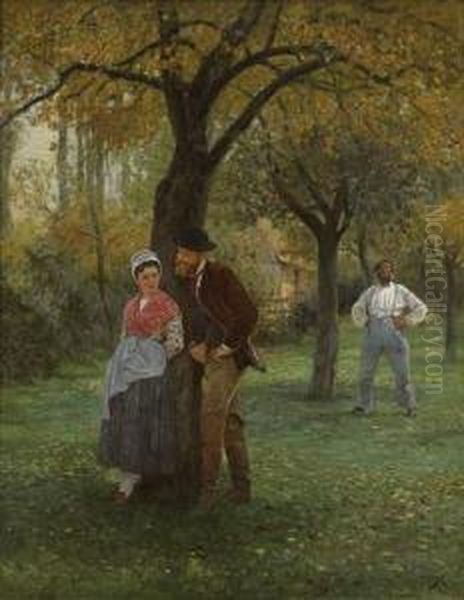 Les Amoureux Surpris Oil Painting by Edmond A. Rudaux