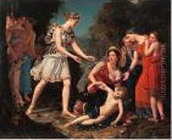 The Death Of Cenchirias Oil Painting by Sophie, Nee Fremiet Rude