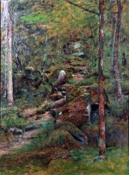 Skogsstig Oil Painting by Peter Edward Rudell