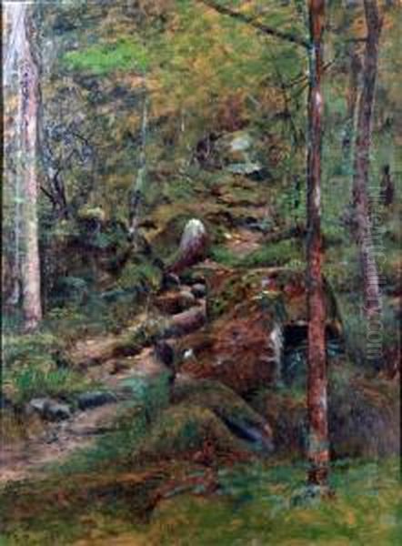 Skogstig Oil Painting by Peter Edward Rudell