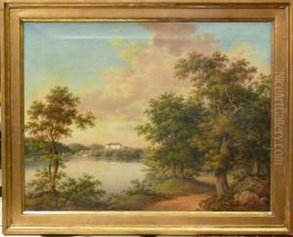 Motiv Av Tyreso Slott. Oil Painting by Thure Gabriel Rudenschold