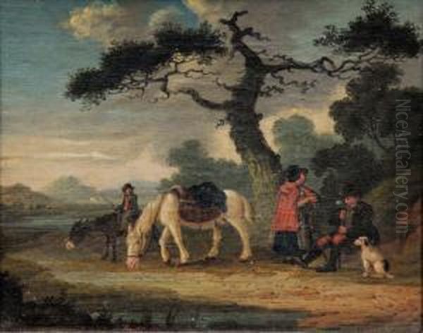 Travellers Resting Oil Painting by Edward Rudge