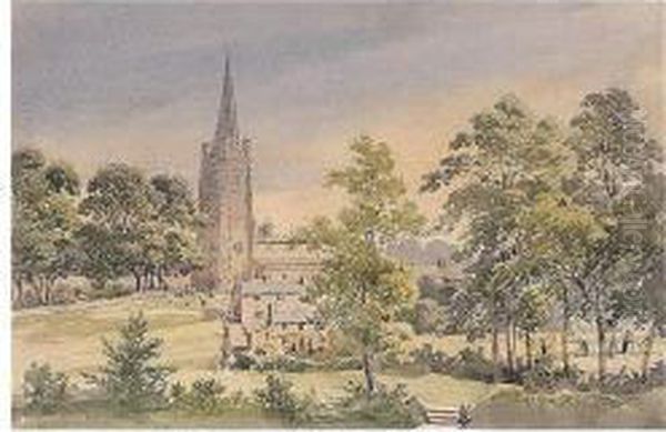 A Group Of Watercolours Taken In Northamptonshire, Including Views Of Byfield And Guilsborough Oil Painting by Edward Rudge