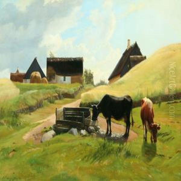 Farm Exterior Fromjyllinge Oil Painting by Albert Rudinger