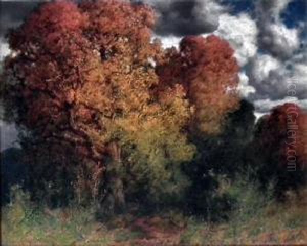 Autumn Trees Oil Painting by Hermann Rudisuhli