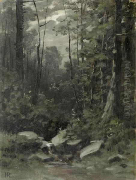 The Forest In Moonlight Oil Painting by Hermann Traugott Rudisuhli