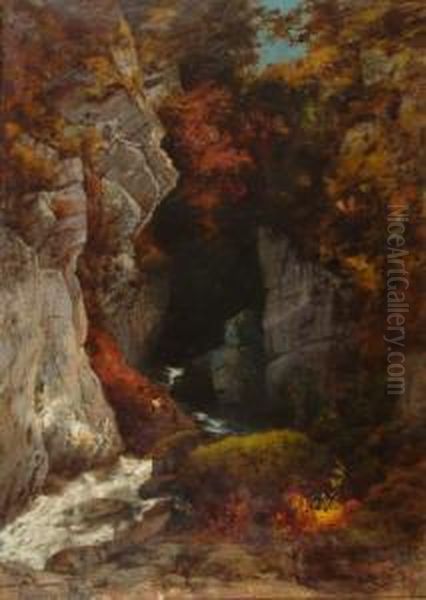 Blick Auf Die Gorges De Moutier. Oil Painting by Jakob Lorenz Rudisuhli