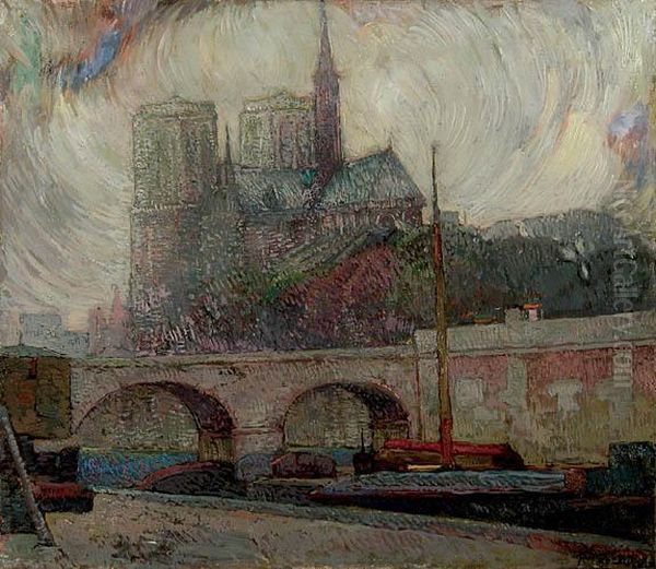 Widok Na Katedre Notre-dame W Paryzu Oil Painting by Jan Rudnicki