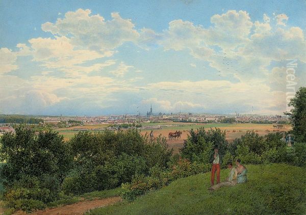 View Of Vienna From The Prater Oil Painting by Rudolf Ritter von Alt