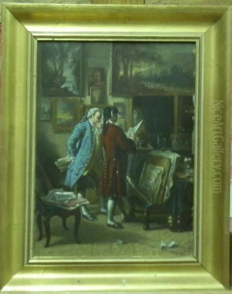 L'amateur D'art Oil Painting by A. Rueff