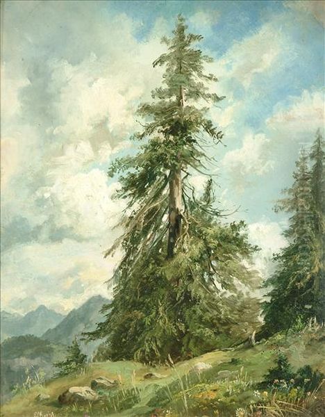 The Great Pine Oil Painting by Eduard Ruegg