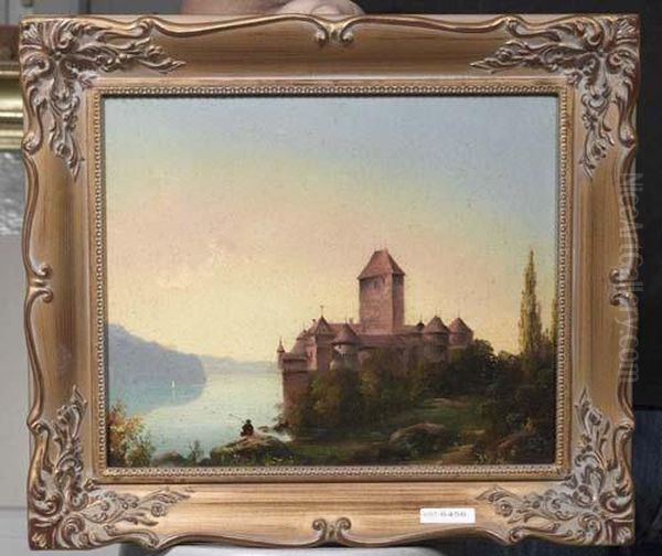 Schloss Chillon. 1855. Oil Painting by Eduard Ruegg