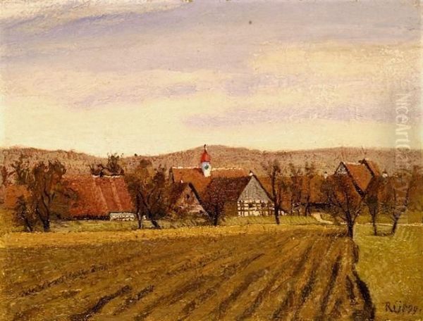 Winkel Bei Bulach Oil Painting by Ernst Georg Ruegg