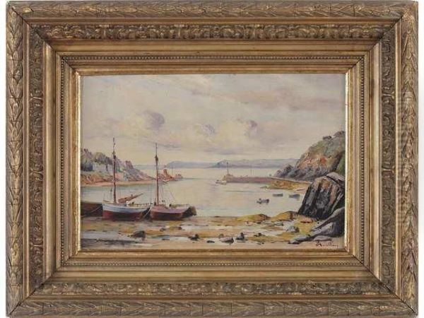 Marine, A Saint Quai Port Oil Painting by Joseph Alexandre Ruellan