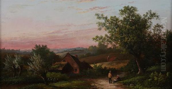 Landscape With Cottage Oil Painting by Paul Ruet