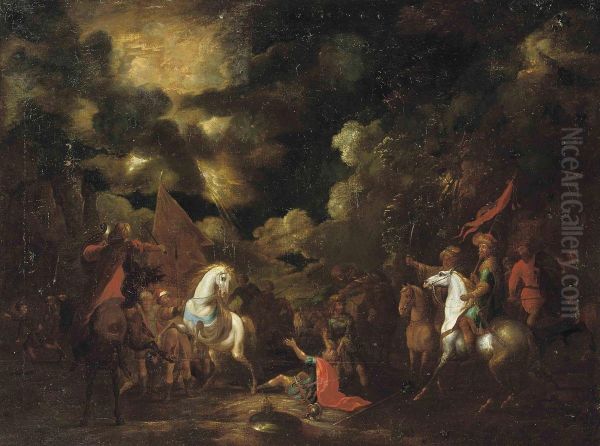 The Conversion Of Saint Paul On The Road To Damascus Oil Painting by Georg Philipp I Rugendas