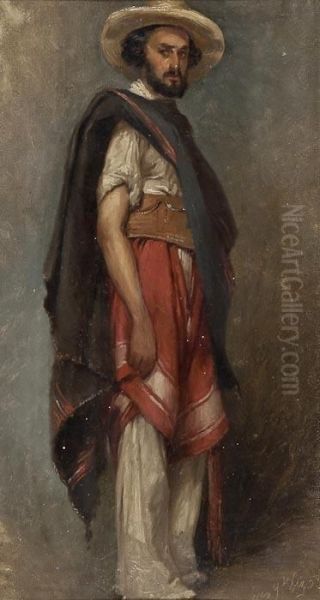 Portrait Of The Artist Asa South American Gaucho Oil Painting by Johann Moritz Rugendas