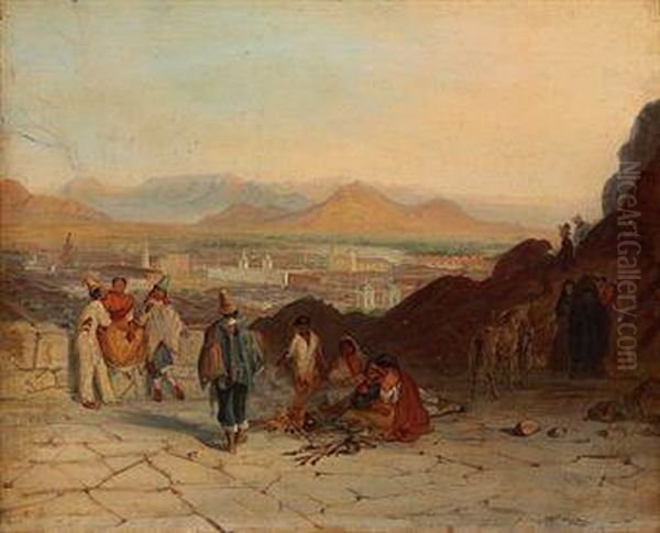 Vista De Santiago Desde El Cerro Santa Lucia Hacie El Oriente Oil Painting by Johann Moritz Rugendas