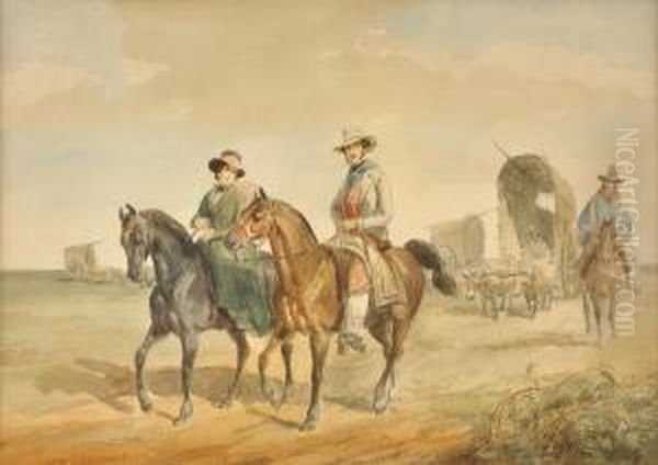 Paseo. Rugendas Y Una Dama Oil Painting by Johann Moritz Rugendas