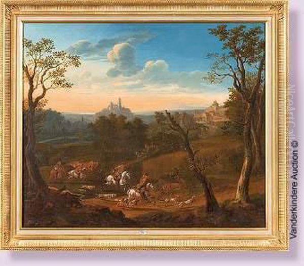 Scene De Chasse A Courre Oil Painting by A. Ruhl